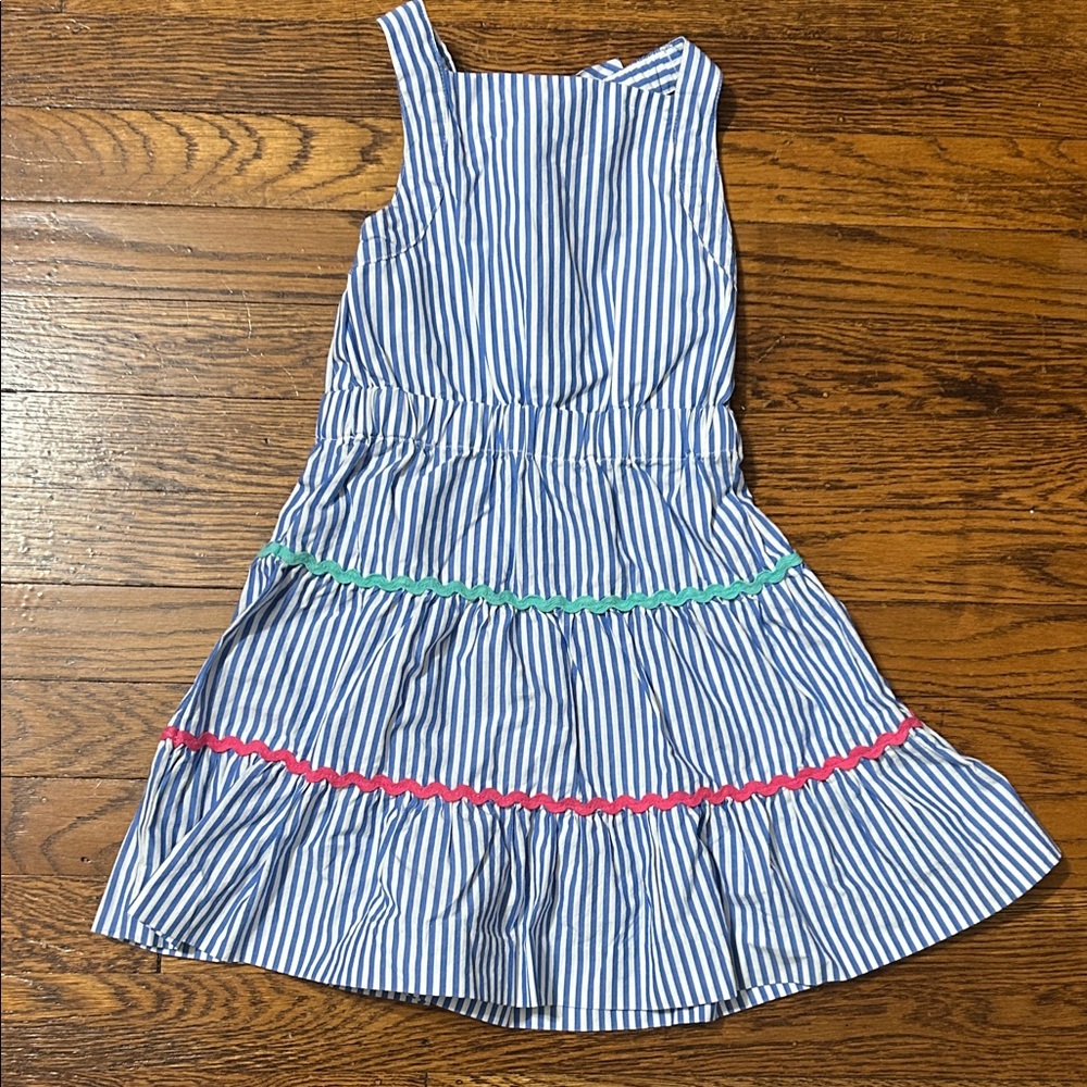 Crew cuts Blue & White Striped toddlerSundress with Pink and Green Trim - size 2